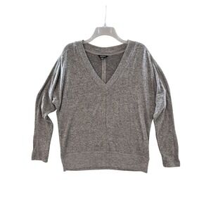 Buffalo David Bitton V Neck Sweater Womens M Gray Soft Knit Casual Comfort